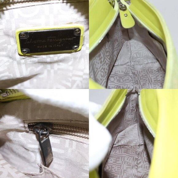 Salvatore Ferragamo Sofia Gancini Hand Bag Straw Leather 2way Green Auth 103207V - Picture 16 of 16